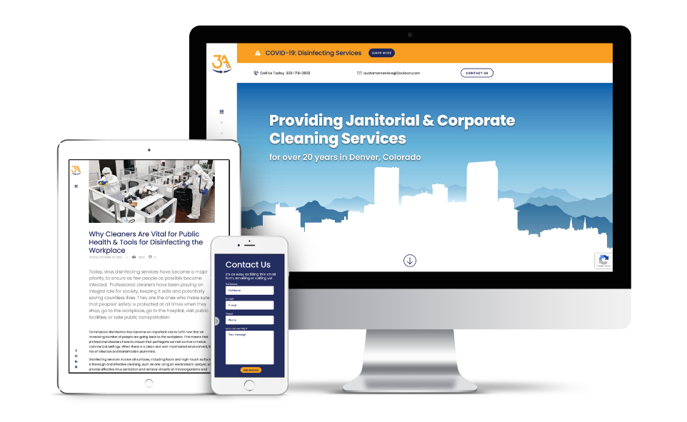 Responsive view of 3aclean's website