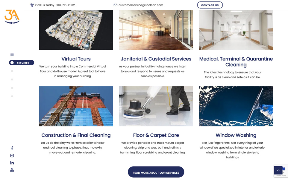 Full view of 3aclean's website