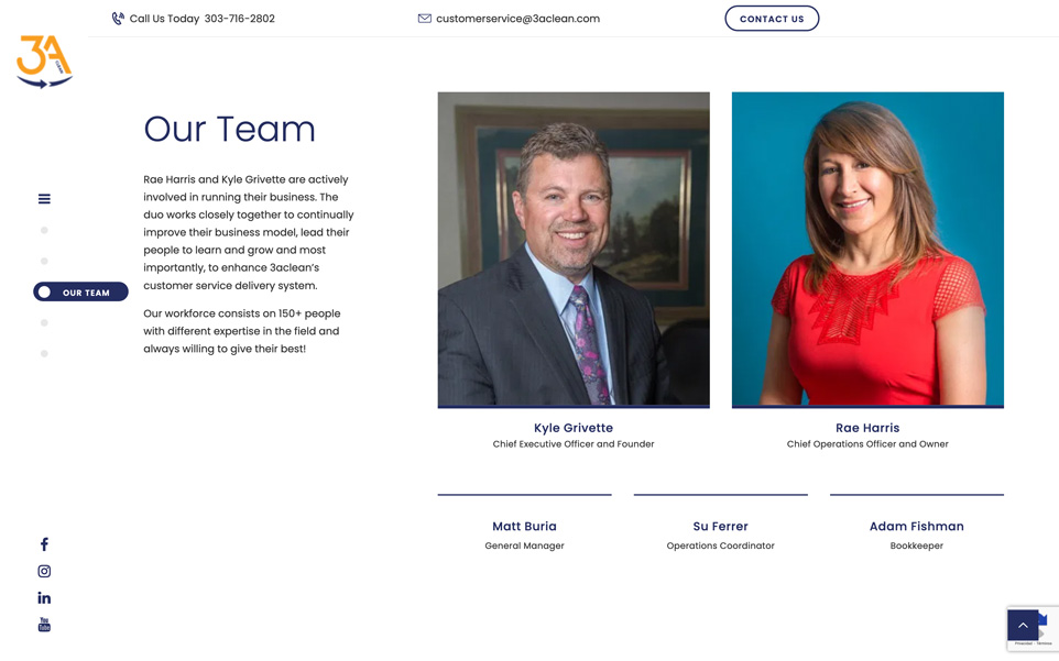 Full view of 3aclean's website