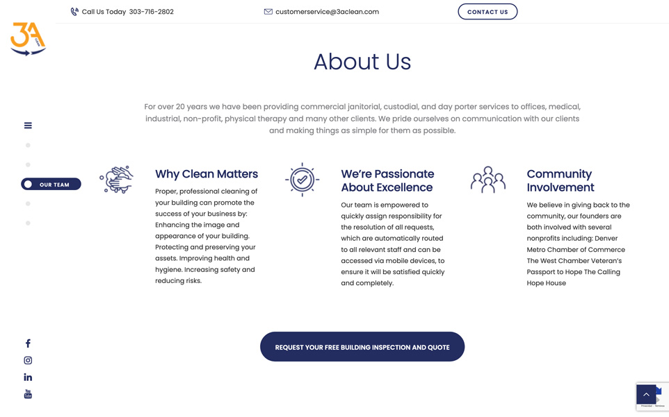 Full view of 3aclean's website