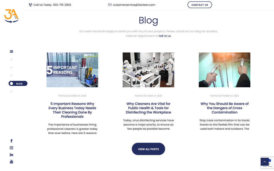 Full view of 3aclean's website