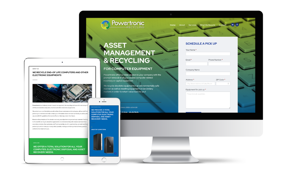 Responsive view of Powertronic Recycling's website